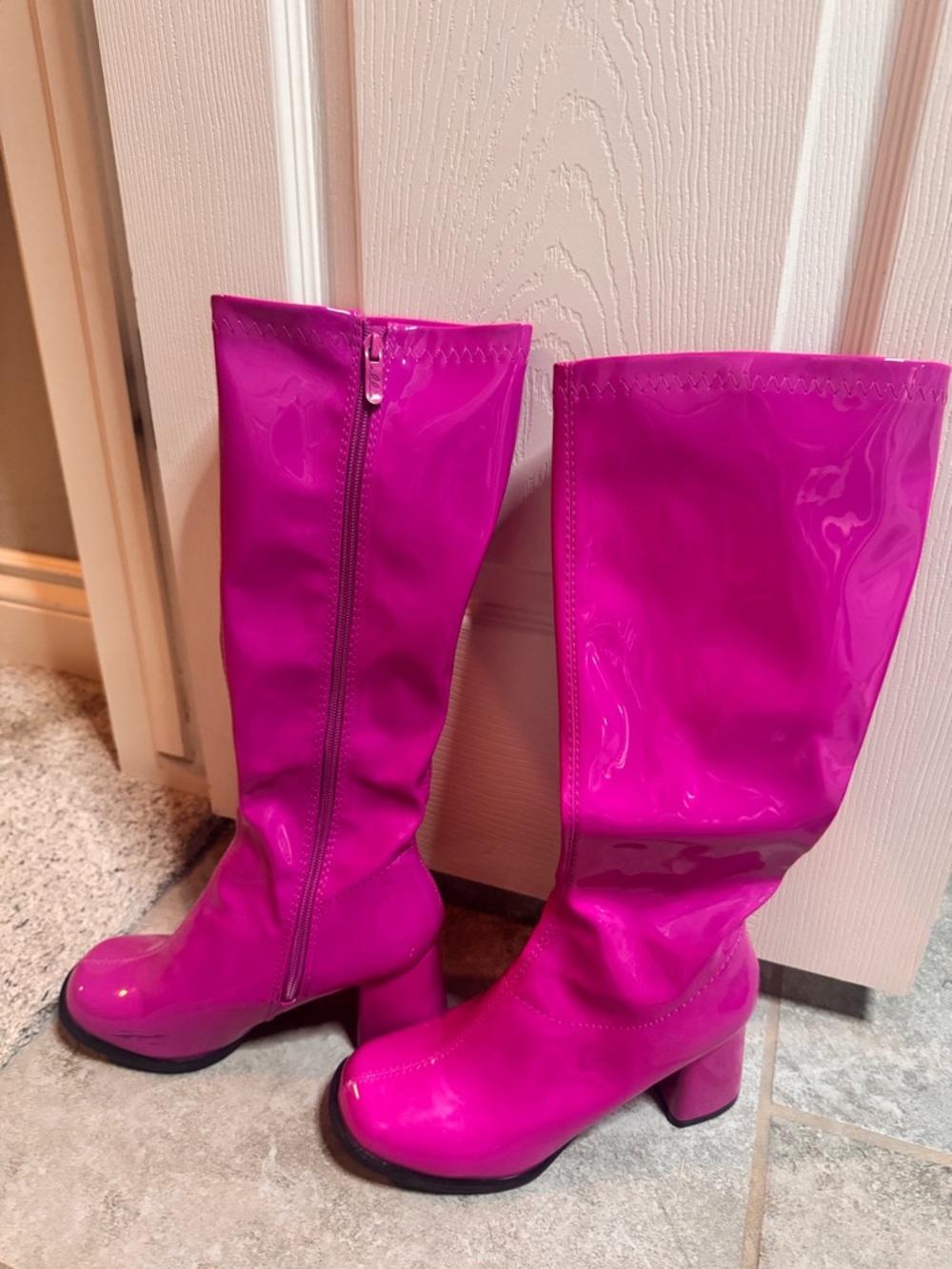 Bright Pink Patent Knee-High Boots